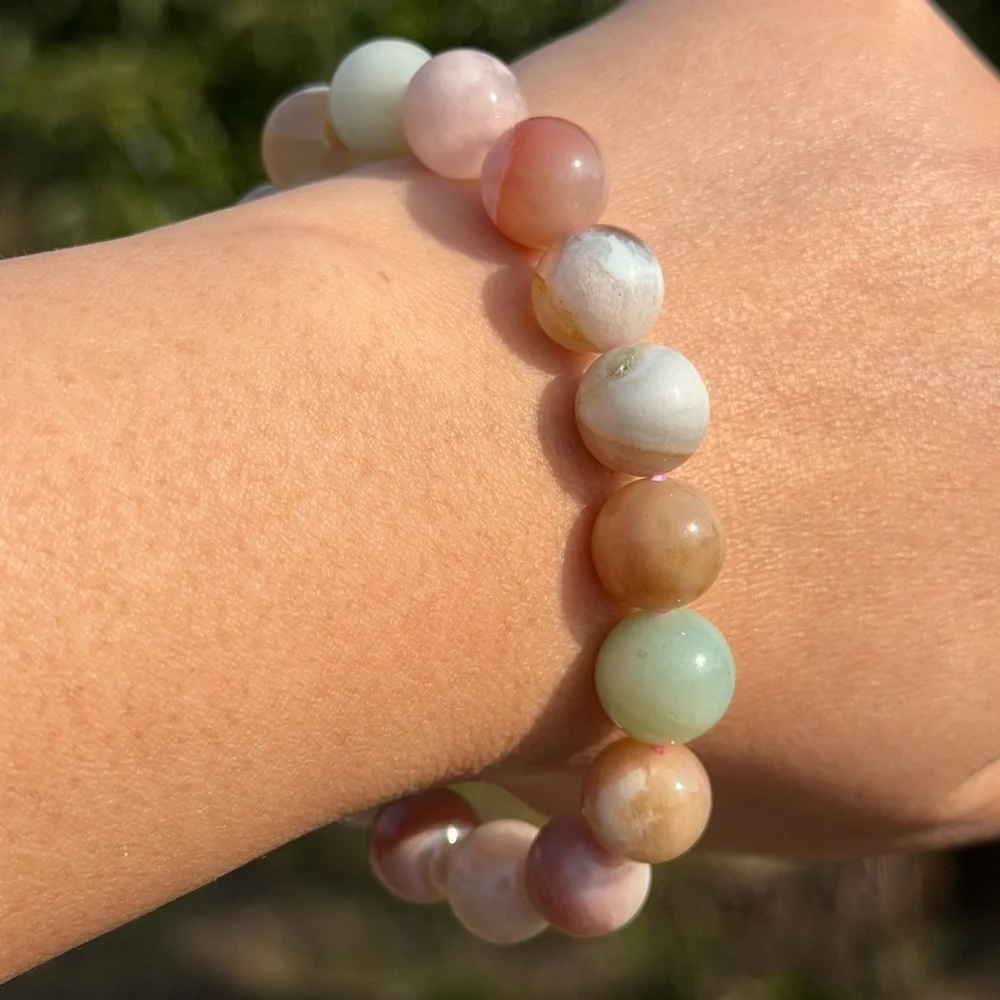 11mm stretchable multicolor flower agate bracelet 1125‎